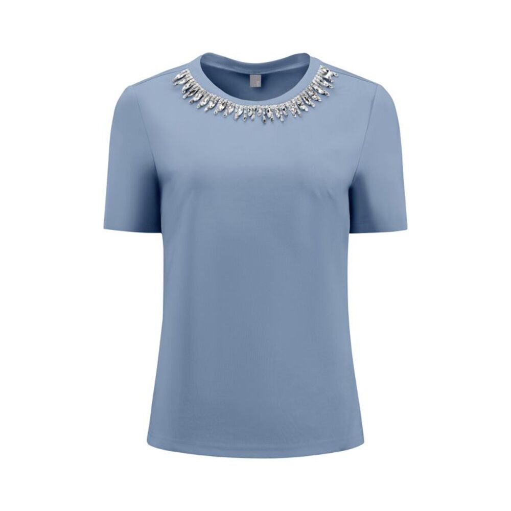 Sparkly Blouse Cocktails Elegant Rhinestone Tops Dusty Blue